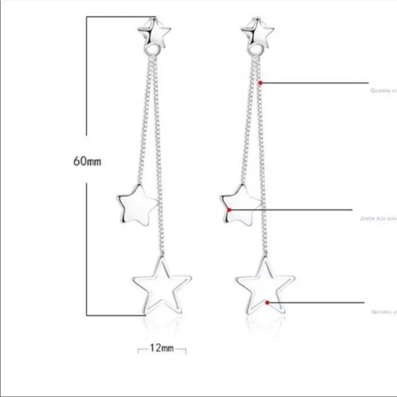 Sterling Silver 925 Star Earrings - Picture 4 of 5
